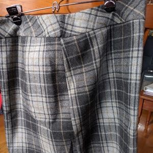 Gray Wool Plaid Skirt
